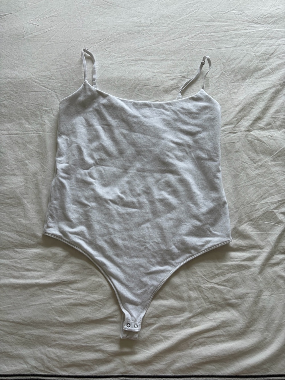 Abercrombie & Fitch White Cotton Bodysuit with Adjustable Straps